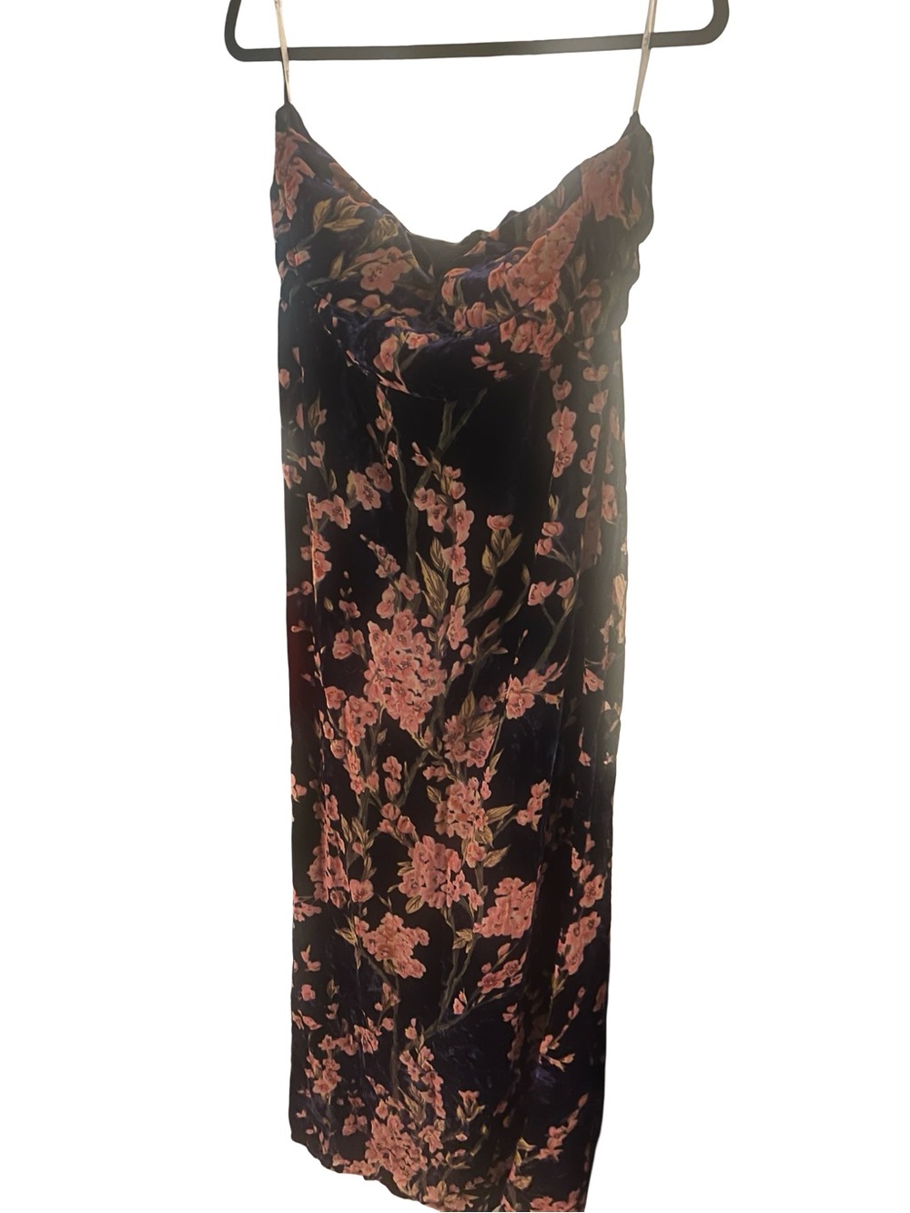 Lulus Bloom In Mind Navy Blue Floral Print Velvet Strapless XL - Picture 3 of 5